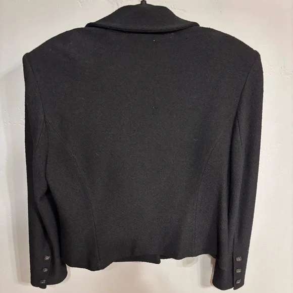 St. John Collection Black Women's Knit Boucle Double Breasted Blazer Sz 12 EUC - Picture 2 of 7